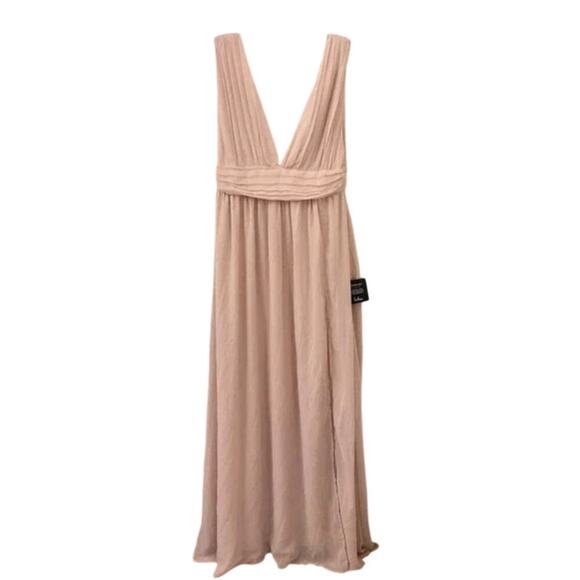 Lulus Women's Heavenly Hues‎ Blush Maxi Dress V-Neck Pleated Size L #2 - Picture 3 of 7